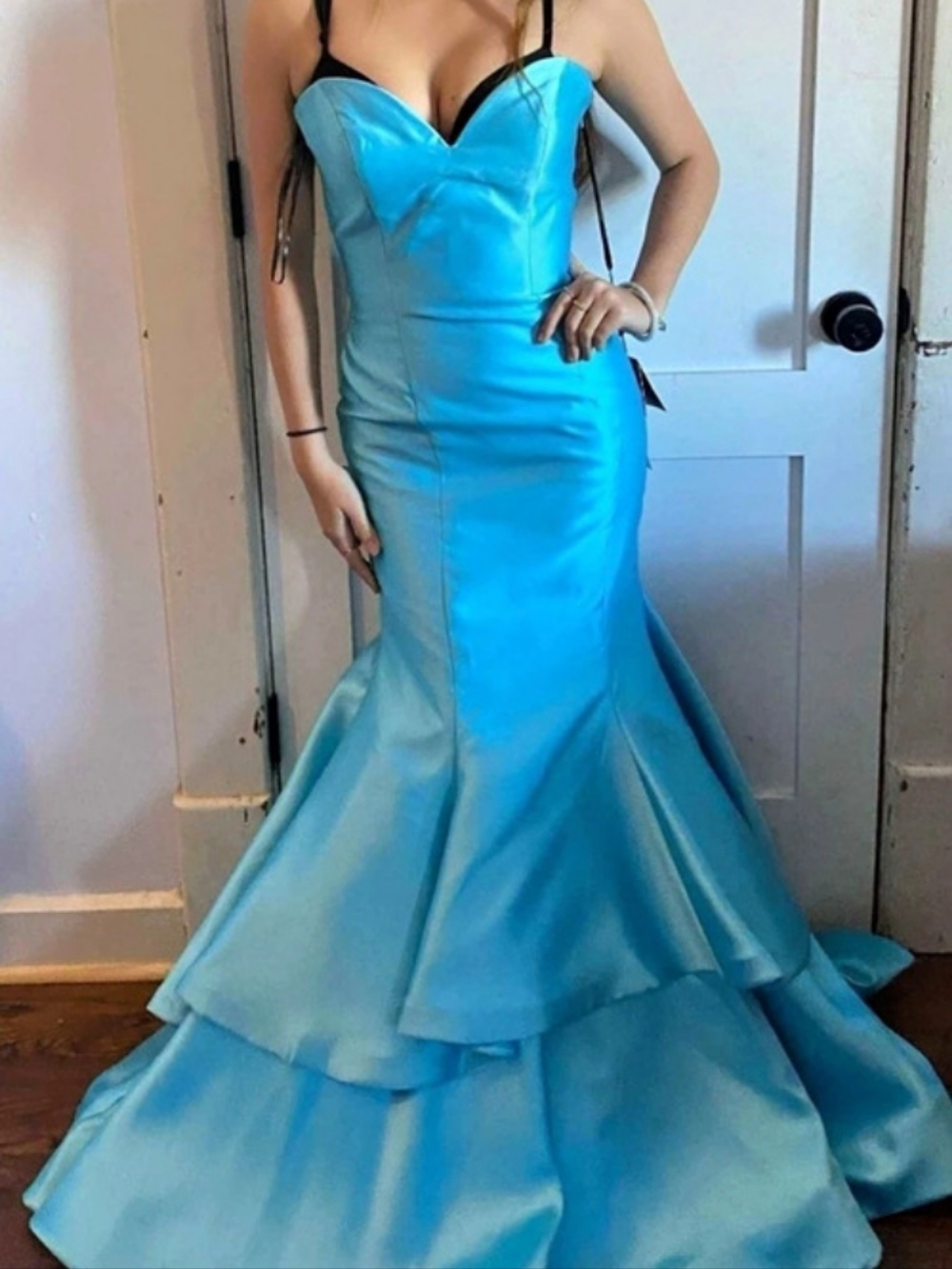 Andrea and Leo Couture style 13480 Mermaid Prom Gown in Blue Size 4 NWT